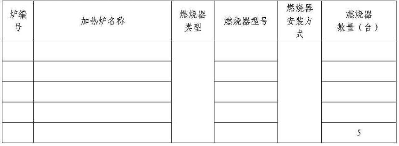 加熱爐燃燒器供應(yīng)表